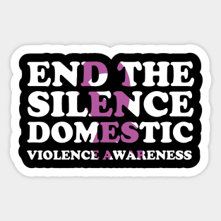 End The Silence Family Domestic Violence Awareness Purple Ribbon Sticker